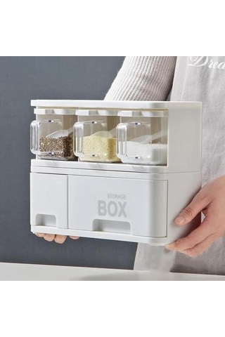 Mutfak Baharat Rafı Biber Çalkayıcılar Pişirme Alet Tuz Domuzları Çeşni Kavanoz Depolama Konteyneri Baharat Kutusu Cruet Şişe Organizatör Tuz Domuzları, Mahzenler Ve Sunucular 3