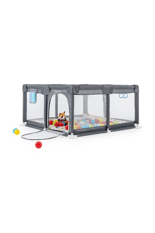 Playard Maxi Güvenli Bebek Ve Çocuk Oyun Alanı Oyun Parkı 150x150cm Oyun Matı Ve Topları Gri