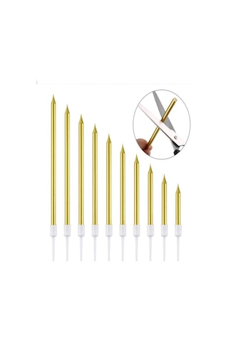 Gold Uzun Mum 20 Cm 12 Li Gold