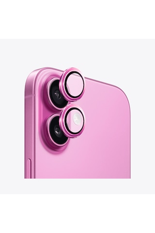 Safeus Safir Temperli Kamera Lens Koruyucu Apple Uyumlu iPhone 16 Plus Ve İle Pembe