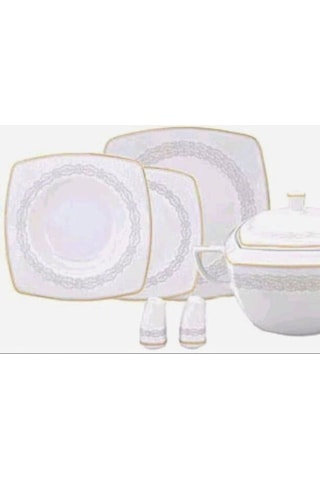 Bernardo Ceria 57 Parça Kare Yemek Takımı Beyaz