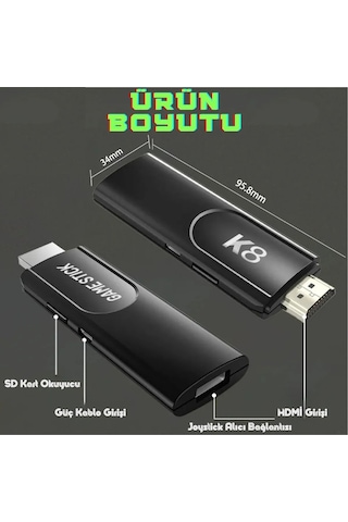 K8 4k Hdmi 10000+ Oyunlu Çift Kol 3d Retro Arcade Oyun Konsolu