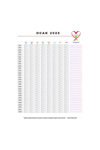 Diyabet Ölçüm Takip Çizelgesi Defteri A Kalite Özel Tasarım 12 Aylık 2025