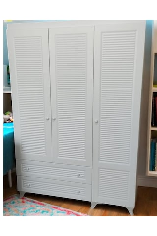3 Kapaklı Beyaz Panjur Mdf Dolap Şık, Dayanıklı Ve Geniş Depola