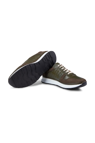 Ducavelli High Hakiki Deri Erkek Sneaker Ayakkabı, Low Top Sneaker, Hakiki Deri Sneaker Haki