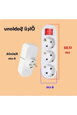 Anahtarlı Düğmeli 3'lü Topraklı Priz, Çoklu Çoğaltıcı 0