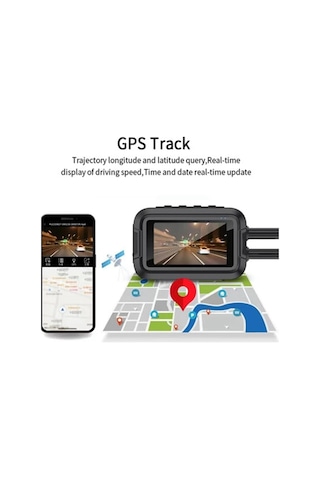 Motosiklet Kamerası Full Hd 1080p,150 Geniş Açı 3.0 Ekran Çift Ön Arka Kamera Wifi Destekli Gprs Öz Siyah