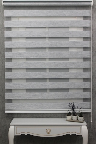 Kidmex Kidmex Ithal Bambu Açık Gri Bambu Stor Zebra Perde Etek Dilimsiz