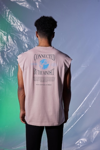 Woof Gym Connected By The Mindset Baskı Tank Top (Pudra)