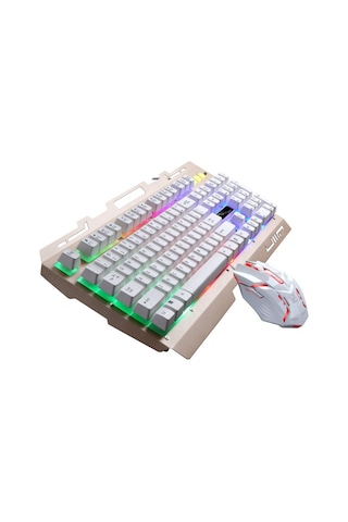 Chasing Leopard G700 Usb Rgb Arka Işıklı Kablolu Optik Oyun Fare Ve Klavye Seti, Klavye Kablolu Uzunluğu: 1.35m, Fare Kablolu Uzunluğu: 1.3m Beyaz Optik