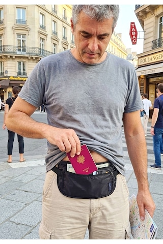 Travel Check - Siyah Seyahat Güvenlik Bel Para Çantası Kesesi