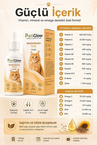 Storeşahin Patiglow Kedi Multivitamin Damla 50 Ml Shn0720