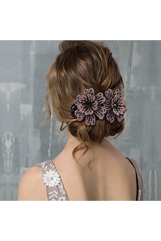İnsowni 4 Paket Lüks Fantezi Değerli Taşlar Kore Dekoratif Parıltılı Parlak Kristaller Yapay Elmaslar Çift Çiçek Saç Pençeleri Klipsler Tokalar Saç Tokaları Kadınlar Kızlar İçin Kelepçe Kalın Uzun Saç Diğer