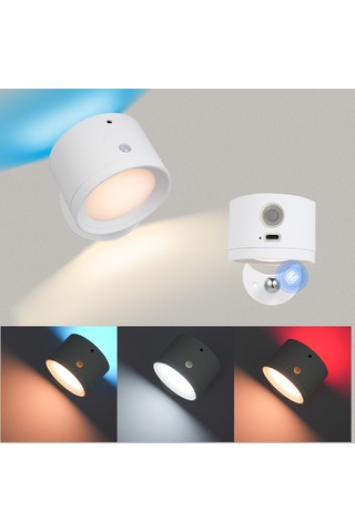 Gajeena Manyetik Yüklenebilir Duvar Lambası: İnsan Algılama, 3 Renk Sıcaklığı Okuma Işığı, Rgb Stüdyo Işığı, Dokunmatik+uzaktan Kumanda, Zamanlayıcı, 2000mah Pil, Beyaz Beyaz