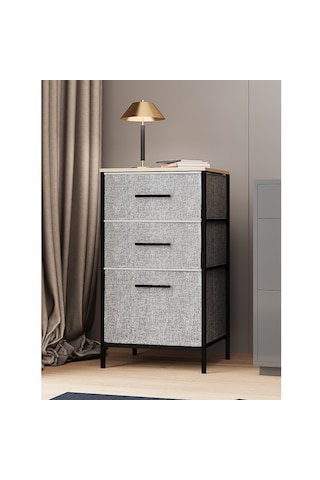 Çok Amaçlı Dolap 3 Çekmeceli Orta Boy Komodin Sehpa Gri 1600