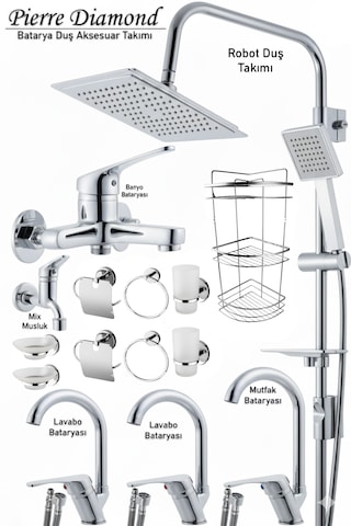 6901 Mutfak Lavabo Banyo Bataryaları Robot Duş Seti Aksesuarlar Siyah Beyaz Gold Krom Renkler Krom