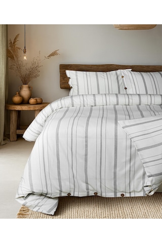 Cotton Collection Tek Kişilik Çizgili Nevresim Seti Solinea Renkli