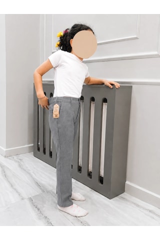 Bulutteks Canbulgan 6-15 Yaş Unisex Okul Pantolonu Gri Şerj Kumaş Yarım Lastikli Bel Dayanıklı Ve Şık