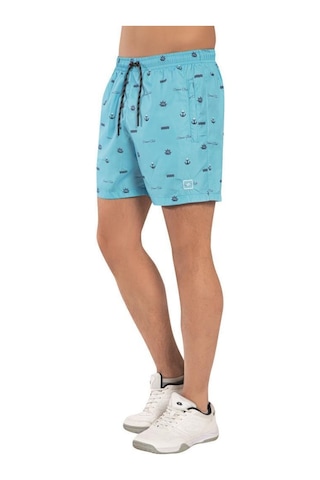 Crozwise Mikro Dijital Erkek Turkuaz Deniz Şortu 3181-11 Tukuaz