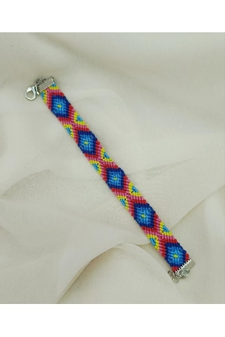 Bileklik Bohemian Etnik Retro Geometrik Dokuma 1 Adet Bilezik Kadın Kız Aksesuar Çok Renkli