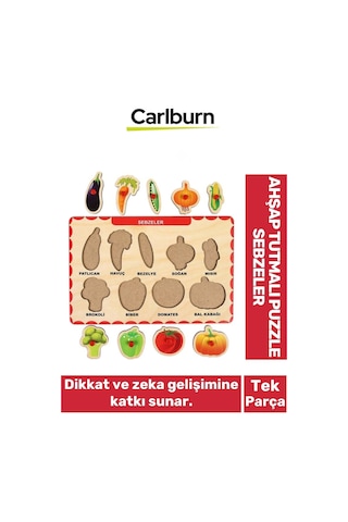 Özel Üretim Eğitici Öğretici Zeka Geliştirici Çocuk Ebeveyn Sebzeler Ahşap Tutmalı Puzzle
