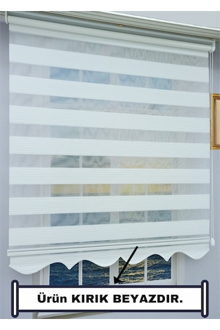Kırık Beyaz Pliseli Zebra Stor Perde - Eteği Dilimli - Alüminyum Kasa Ve Boru Kırık Beyaz