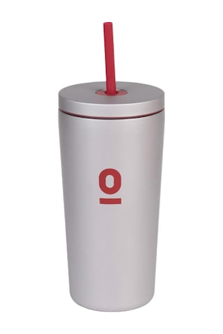 Gri Metal Paslanmaz Çelik Pipetli Termos 520 ML Kapaklı No:94