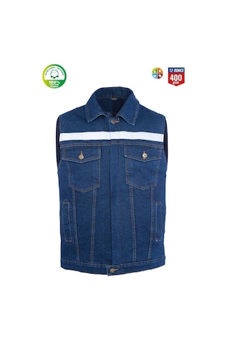Kot İş Takımı Reflektörlü Kot Pantolon Ve Reflektörlü İş Yeleği Myform Marka 2958-2136