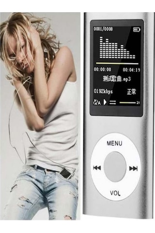 Springsun 32 Gb 1.8 İnç Lcd Ekranlı Taşınabilir Mp3 Mp4 Çalar Fm Radyo Gümüş