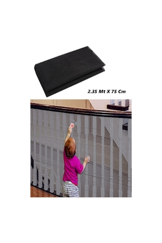 Siyah Merdiven Balkon Filesi Bebek Çocuk Ve Evcil Hayvan Koruma Güvenlik Filesi 2.35mt X 75cm Çok Renkli