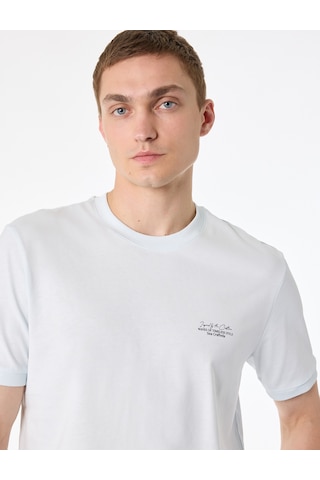 Koton Pamuklu Regular Fit Kısa Kollu Baskılı Bisiklet Yaka Tişört Mavi 6sam10274mk