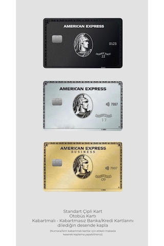 3'lü American Express - Papara, Tosla, Otobüs Kart Kaplama Stickeri Kredi Kartı Için Diğer