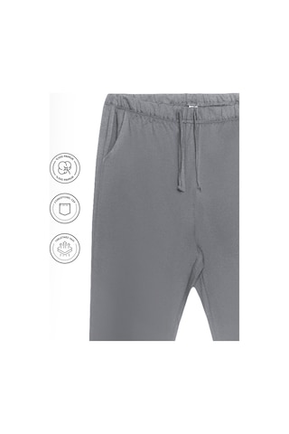 Elemge %100 Pamuk Compact Penye Süprem Kadın Pijama Altı Cepli Regularfit Manşet Paça Esnek Gri Terletmez