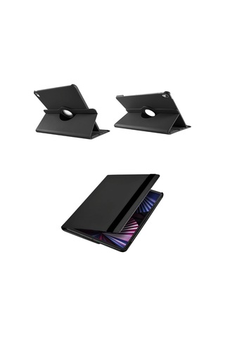 Apple Uyumlu iPad Air 13 M3 2025 360 Yatay Dikey Dönebilen Deri Tablet Kılıfı Kapaklı Kılıf