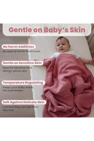 %100 Organik Pamuk Bebek Örgü Battaniye ve Hediye Kutusu Yumuşak Toddler, Beşik Ve Bebek Arabası Battaniyesi. Yeni Doğanlar İçin Nötr Kundak Ve Alma Battaniyesi, 30x40 Berry