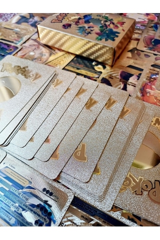 Pokemon Metalize Altın Gold Seri 3d Boyut Oyun Kartı 55 Adet Sunmoon Unbroken Bond Game Card