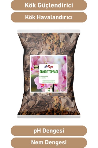 Bykurt 3l Orkide Toprağı İri Parçalı Çam Kabuğu & Cococips Karışımı Elenmiş Ve Temizlenmiş 3 Litre
