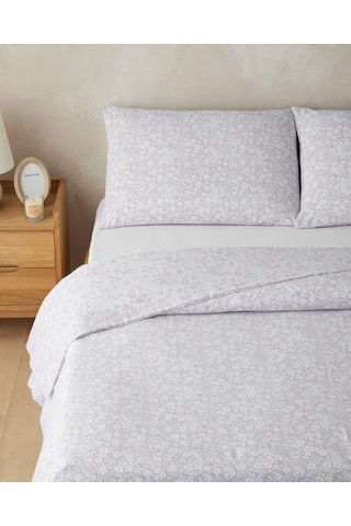 English Home Blossira Kolay Ütülenir Çift Kişilik Çarşaflı Nevresim Takımı 200x220 Cm Lila Lila