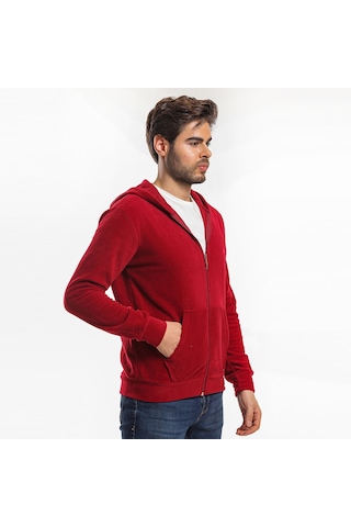 Slazenger SAMSON IN Erkek Fermuarlı Kapüşonlu Cepli Bordo Polar