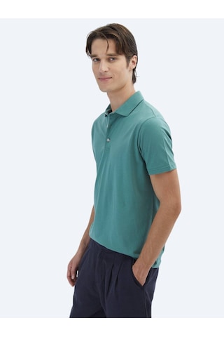 Kip Nil Yeşili Düz Polo Yaka %100 Pamuk T-shirt Nil Yeşili