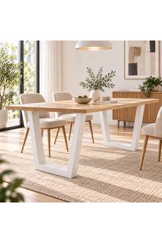 Evkolleksiyon Trapez Tipi Metal Masa Ayağı 2'li Takım 60x72 Cm 60x60 Çelik Profil Beyaz