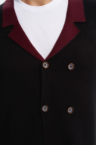 Arma Erkek Slim Fit Örme Likralı Pike Yelek Kısa Kollu, %90 Akrilik %10 Wool K0yyo0857 Siyah - Antrasit