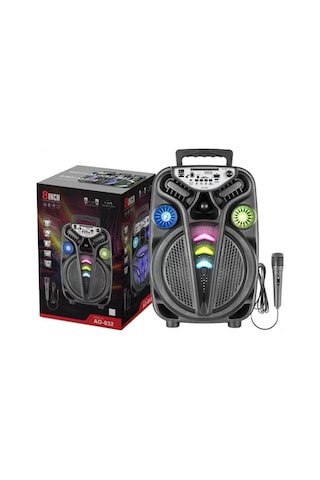 Platoon Pl-4681 Bt Usb Sd Aux 8 İnç Mikrofonlu Anfi Yüksek Ses Taşınabilir Rgb Işıklı Hoparlör
