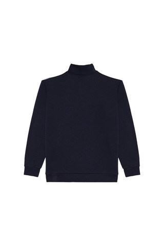 Tudors Erkek Relax Fit Rahat Kesim Pamuklu Yarım Fermuarlı Baskılı Lacivert Sweatshirt-42296 Lacivert