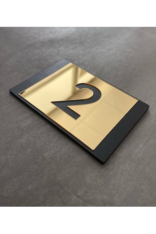 Lux Gold Aynalı Mdf Serisi İç Mekan Apartman Daire Kapı Numarası