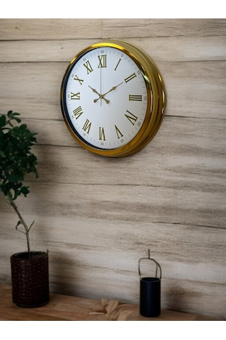 Büro Ev Ofis Hediyesi İçin 40cm Golden Tarz Prestij Duvar Saati Diğer 07597507