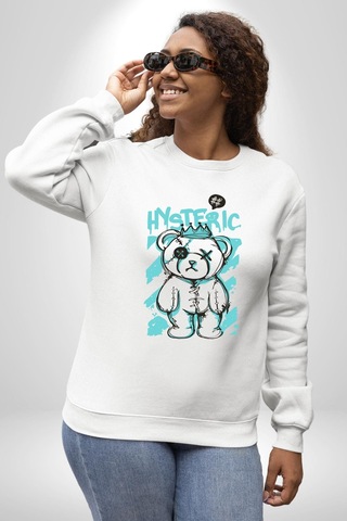 Histerik Unisex Beyaz Sweatshirt Beyaz