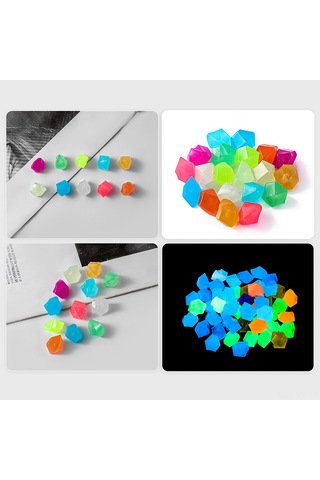 Vkemall 200 Adet Yeşil Parlak Resin Taşları - Akvaryum, Bahçe Dekorasyonu İçin Gece Aydınlatıcı造景 Malzemesi