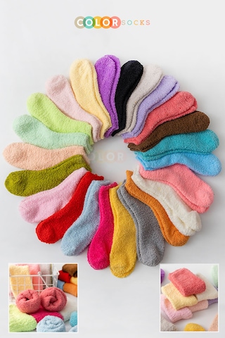 Color Socks 5 Çift Sonbahar Kış Soft Yumuşak Kadın Havlu Çorap Çok Renkli