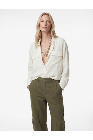 Koton Regular Fit Uzun Kollu Kapaklı Cep Detaylı Saten Crop Gömlek Beyaz 6sak60113pw